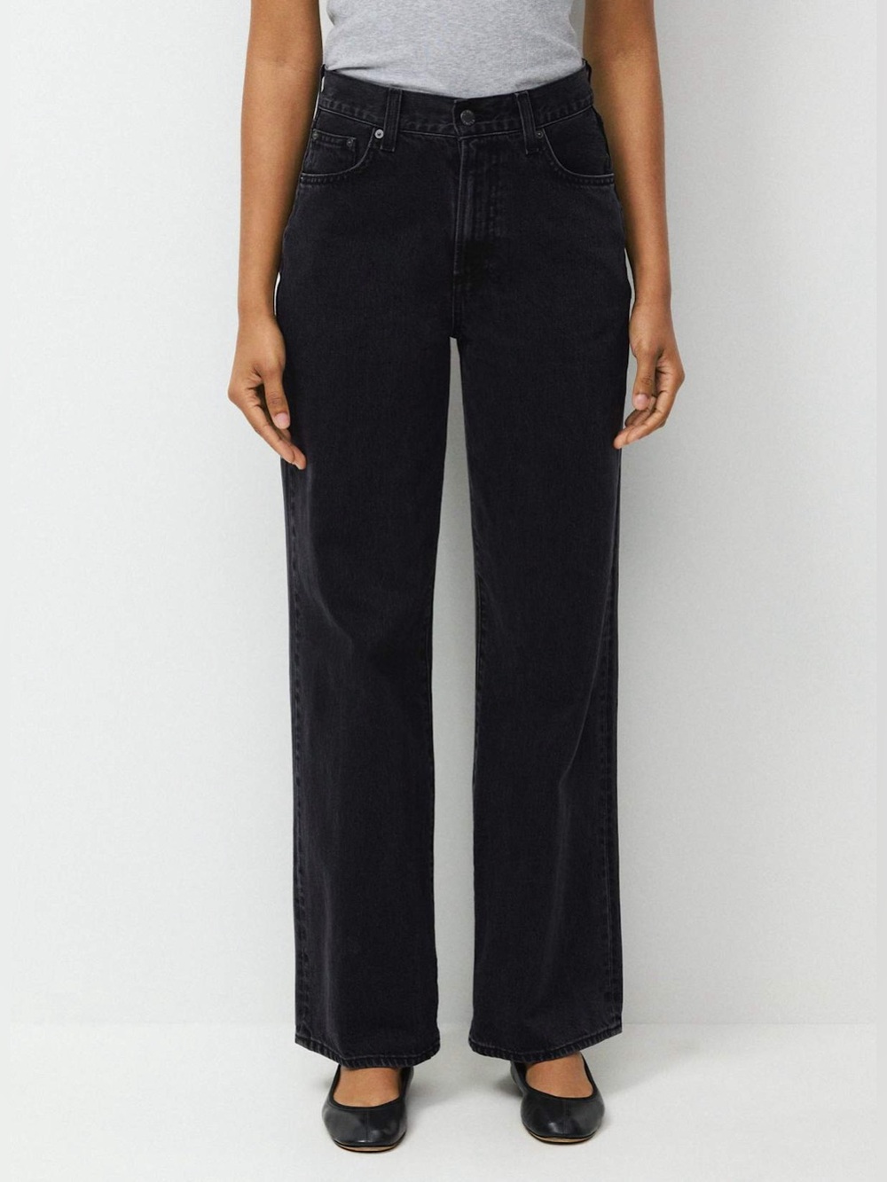 Denim Forum Black Straight-Leg Jeans